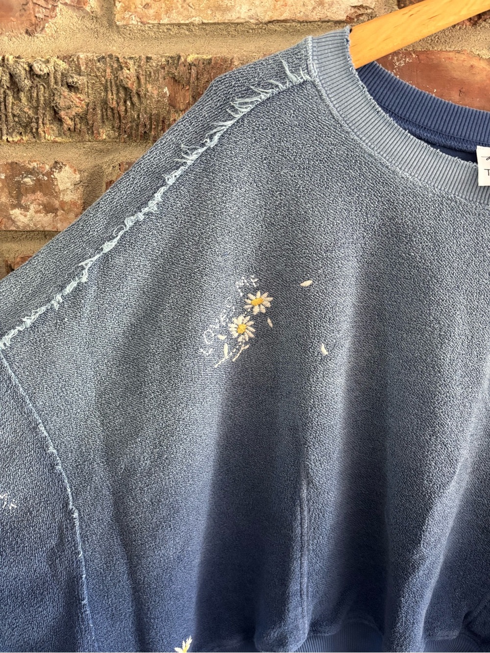Free People x Tricia Fix Blue Love Me Not Slouchy Sweatshirt, XL - Picture 3 of 5